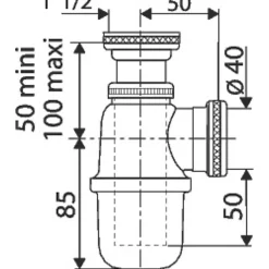 Siphon d'évier à culot laiton brut - 1'1/2 - Diamètre 40 mm -^Valentin Sale