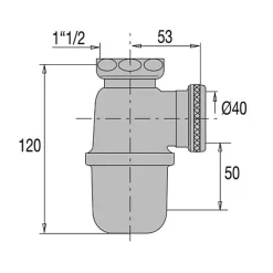 Siphon evier non réglable sortie D40 laiton brut - - 36620000900^Valentin Clearance