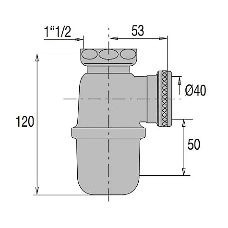 Siphon evier non réglable sortie D40 laiton brut - - 36620000900^Valentin Clearance