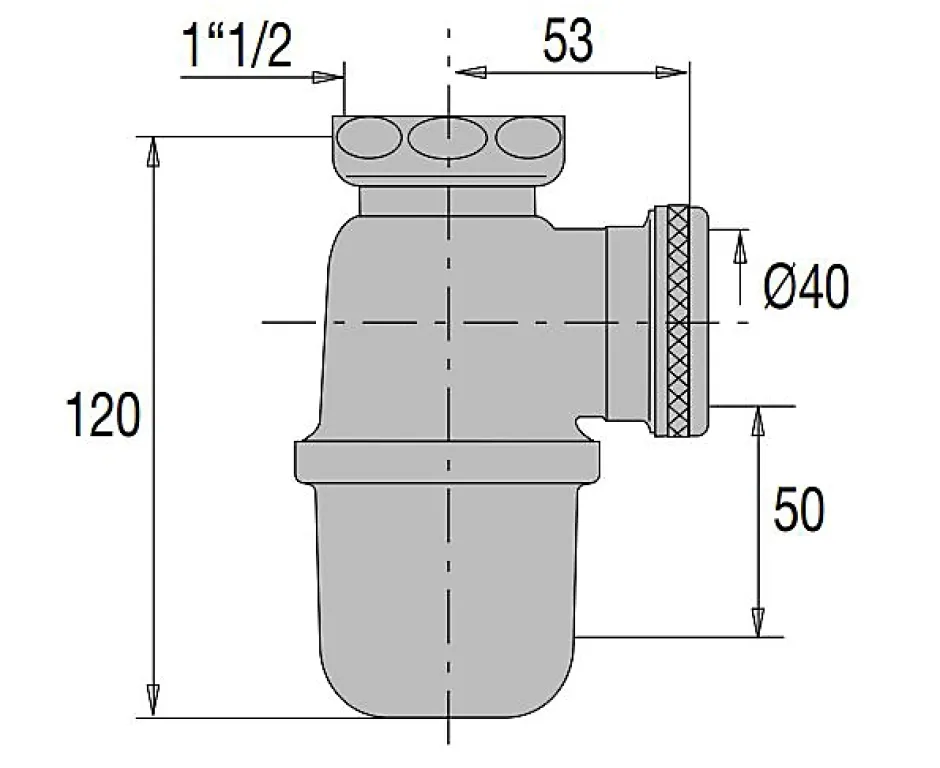 Siphon evier non réglable sortie D40 laiton brut - - 36620000900^Valentin Clearance