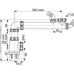Siphon gain de place 1 bac - Diamètre 40 mm-Valentin