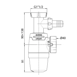 Siphon Neo pour évier 40mm avec raccord pour lave-vaisselle ou machine à laver^Wirquin Sale