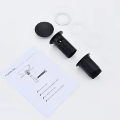 Siphon noir à clapet avec trop-plein, adapté aux lavabos et éviers-Homelody Online