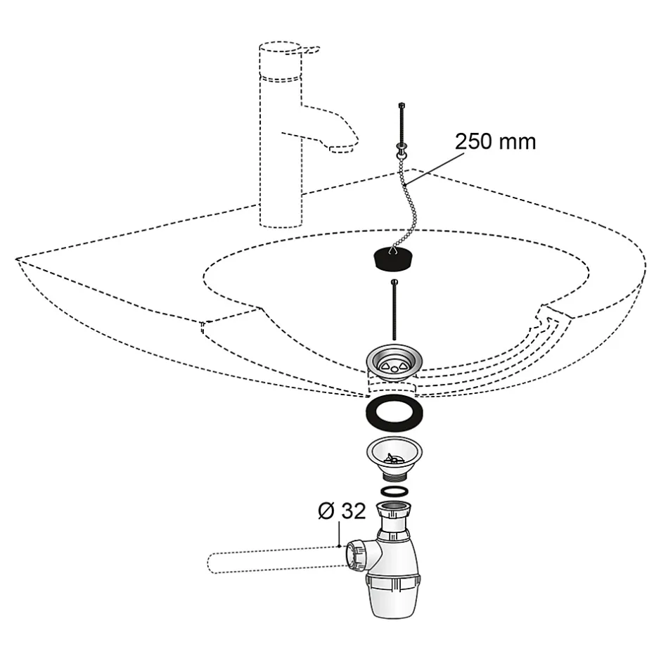 Siphon réglable blanc 32mm et bonde à bouchon-Wirquin Sale