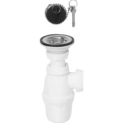 Siphon réglable blanc 32mm et bonde à bouchon-Wirquin Sale