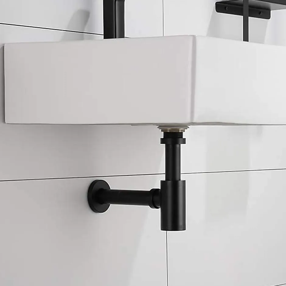 Siphon rond MIN avec finition NOIR mat en laiton Kibath- New