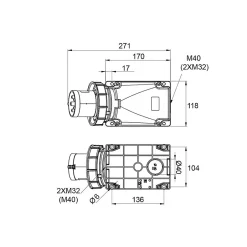 Socle Male 63a Tétrapolaire 380v - 3p+n+t - étanche Ip67 -^Ide Clearance