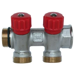 - Collecteur de distribution 2 sorties, portée conique easy lock 3/4ek avec vannes^Somatherm for you New