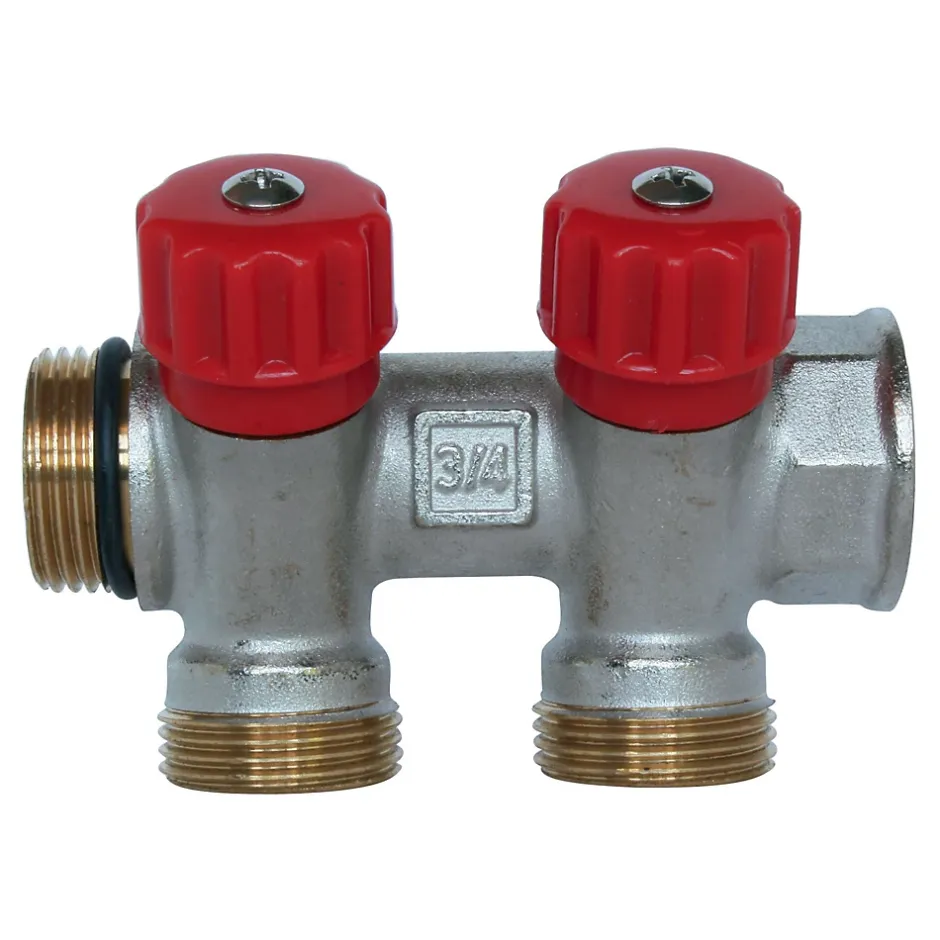 - Collecteur de distribution 2 sorties, portée conique easy lock 3/4ek avec vannes^Somatherm for you New