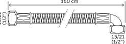 - Flexible sanitaire - Double écrou tournant 1/2 dont 1 coudé - 1500mm - DN10^Somatherm for you