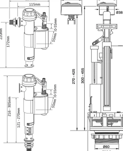 - Mécanisme complet à double poussoir à étrier NF avec robinet réversible^Somatherm for you Hot
