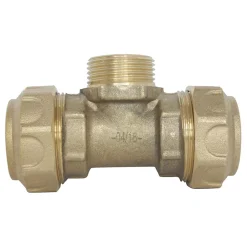 - Raccord laiton Té Mâle 3/4 au centre Serrage Extérieur pour tube PE diam 25 mm-Somatherm for you Online