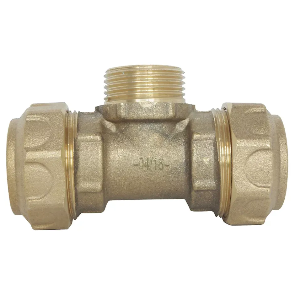 - Raccord laiton Té Mâle 3/4 au centre Serrage Extérieur pour tube PE diam 25 mm-Somatherm for you Online