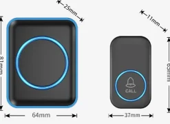 Sonnette d'entrée sans fil de 300 m avec 60 mélodies, 5 niveaux de volume et affichage LED^Deko Clearance