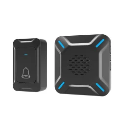 Sonnette extérieure sans fil étanche IP68, portée de 300 m, volume réglable sur 5 niveaux, 58 sonneries (noir)-Deko Clearance