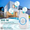 Sonnette extérieure sans fil étanche à 300 mètres, kit de sonnette avec récepteur enfichable pour la maison au Bureau, blanc^Deko Outlet
