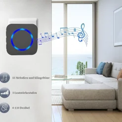Sonnette électronique sans fil longue portée 300 m, étanche, avec récepteur extérieur enfichable-Deko Best