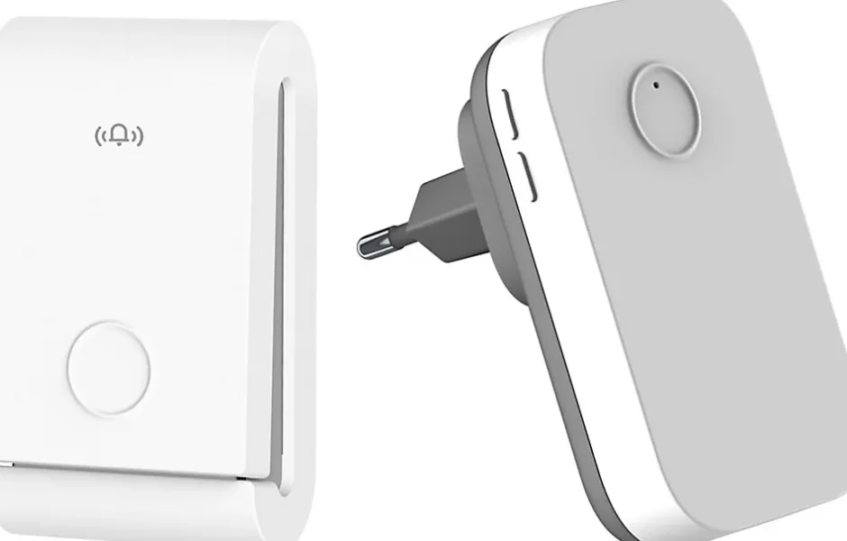 Sonnette électronique étanche à 200 m, 1 récepteur de sonnette enfichable avec 1 émetteur cinétique-Deko New