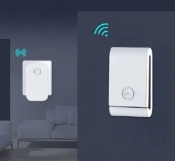 Sonnette électronique étanche à 200 m, 1 récepteur de sonnette enfichable avec 1 émetteur cinétique-Deko New