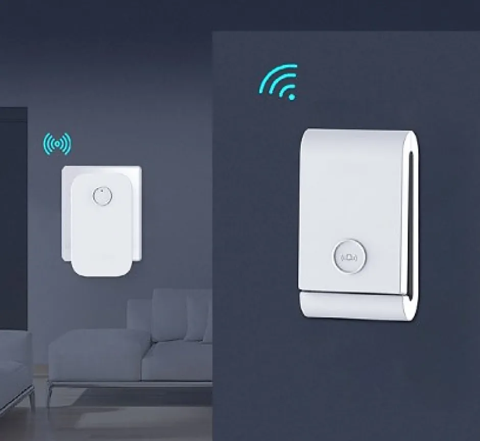 Sonnette électronique étanche à 200 m, 1 récepteur de sonnette enfichable avec 1 émetteur cinétique-Deko New