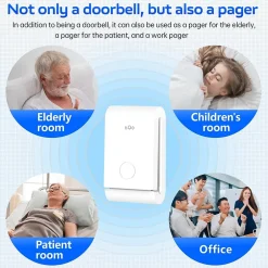 Sonnette électronique étanche à 200 m, 1 récepteur de sonnette enfichable avec 1 émetteur cinétique-Deko New