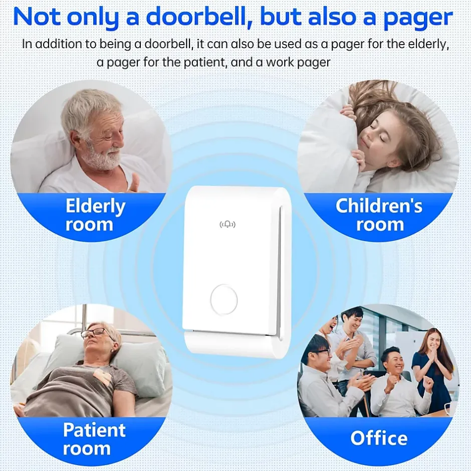 Sonnette électronique étanche à 200 m, 1 récepteur de sonnette enfichable avec 1 émetteur cinétique-Deko New