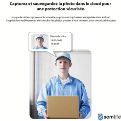 Sonnette portier app tuya smart life autonome sans fils alerte direct smartphone, vision nocture carillon fourni^Somlife Online