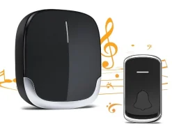 Sonnette sans fil 300 m, 36 mélodies, 4 niveaux de volume, avec lampe torche LED, noire^Deko Clearance