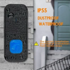 Sonnette sans Fil Exterieur Etanche, 300M Sonnette de Porte IP55 Étanche Carillon Electronique,55 Mélodies, 5 Niveaux Volumes, LED^Deko Discount