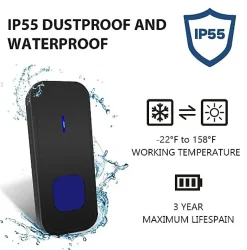 Sonnette sans fil, sonnette à distance 300m sonnette électronique étanche, kit de sonnette avec récepteur enfichable, noire^Deko