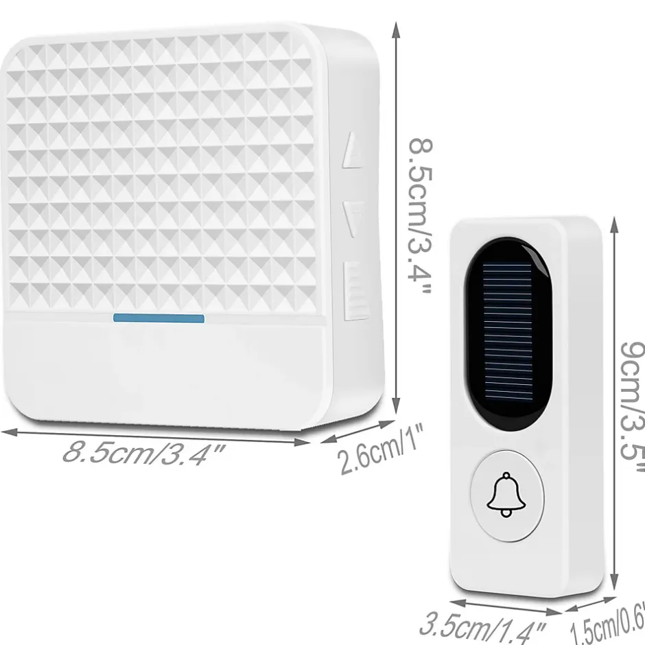 Sonnette sans fil Sonnette solaire électronique sans fil, blanche^Deko Online