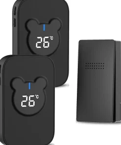 Sonnette sans fil, sonnette électronique étanche 150 m, kit de sonnette et 38 mélodies avec 4 niveaux de volume (noir 1+2)^Deko Hot