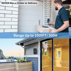 Sonnette sans fil, sonnette électronique d'extérieur étanche IP55, portée 300 m, 38 mélodies, 5 niveaux de volume, noire^Deko Online