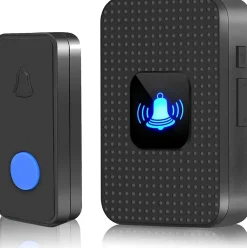 Sonnette sans fil, sonnette électronique d'extérieur étanche IP55, portée 300 m, 38 mélodies, 5 niveaux de volume, noire^Deko Online