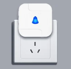 Sonnette sans fil étanche avec émetteur extérieur à piles et récepteur intérieur, 55 sonneries, blanc^Deko New