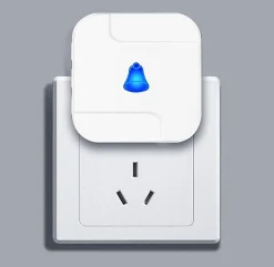 Sonnette sans fil étanche avec émetteur extérieur à piles et récepteur intérieur, 55 sonneries, blanc^Deko New