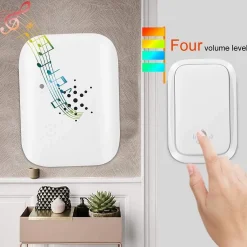 Sonnette sans fil étanche IP68, auto-alimentée, portée de 100 m, blanche^Deko