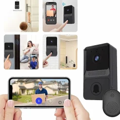 Sonnette vidéo sans fil, compatible avec sonnette intelligente, connexion sans fil, caméra 1080p (avec batterie)-Deko Best
