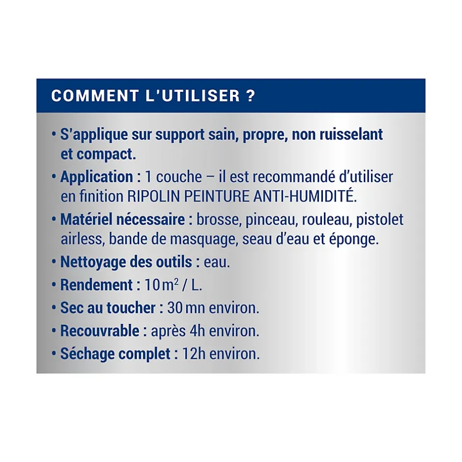 Sous-couche anti-humidité intérieur mat 3L-Ripolin Outlet