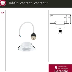 Spot encastré Kit de 10 fixe rond 90mm GU10 max. 10x10W 230V gradable Blanc-Paulmann Discount
