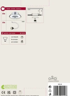 Spot encastré Kit de 10 fixe rond 90mm GU10 max. 10x10W 230V gradable Chrome mat^Paulmann Discount