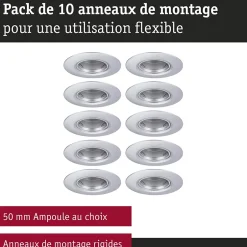 Spot encastré Kit de 10 fixe rond 90mm GU10 max. 10x10W 230V gradable Chrome mat^Paulmann Discount