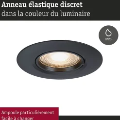 Spot encastré Kit de 10 fixe rond 90mm GU10 max. 10x10W 230V gradable Noir-Paulmann Outlet