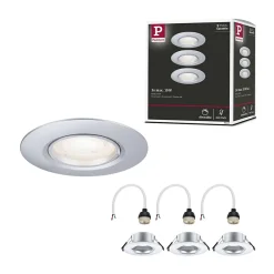 Spot encastré Kit de 3 fixe rond 90mm GU10 max. 3x10W 230V gradable Chrome mat^Paulmann Outlet