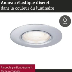 Spot encastré Kit de 3 fixe rond 90mm GU10 max. 3x10W 230V gradable Chrome mat^Paulmann Outlet