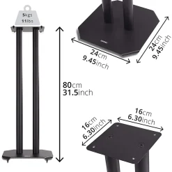 SPS1022-80 Pieds enceintes 80 cm lestables avec du sable Cônes anti vibrations Set de 2 pour hifi stéréo home cinema^Duronic Best