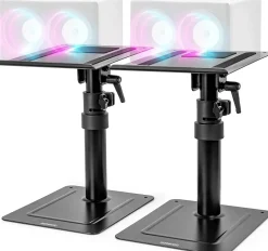 SPS30 2x Supports d'enceintes de bureau Hauteur réglable Inclinable Rotatif Sur socle 24 x 20 cm Charge max 5 kg-Duronic Hot