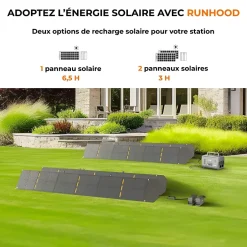 Station d'Energie HE1200 - 1200 W Sinus Pur - 4 EB324 - 648 Wh - Recharge Solaire et AC - Modulaire et Echange a Chaud^Runhood Best