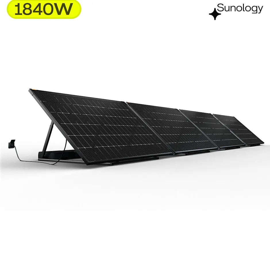 PLAY2, Kit 4 panneaux solaires complet 1840W bifacial, 4 Stations solaire livrées assemblées, Installation sol ou mur-Sunology