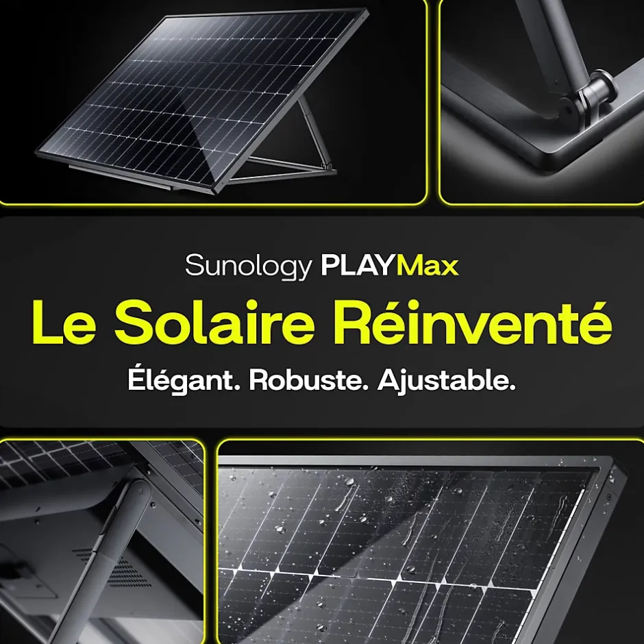 PLAY Max, Panneau solaire 450W bifacial avec batterie hybride & modulaire 700Wh, Station solaire livrée assemblée-Sunology